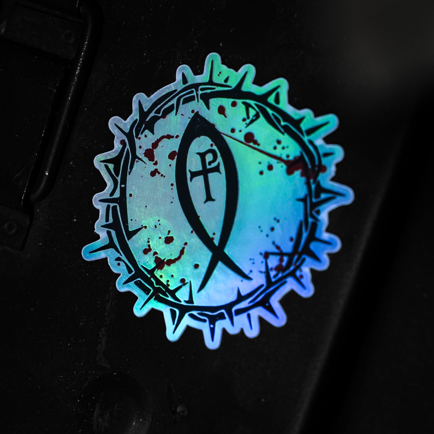 Crown of Thorns Sticker – Weatherproof holographic vinyl Faith-Based Decal