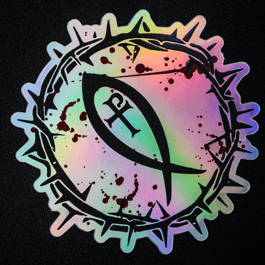 Crown of Thorns Sticker – Weatherproof holographic vinyl Faith-Based Decal