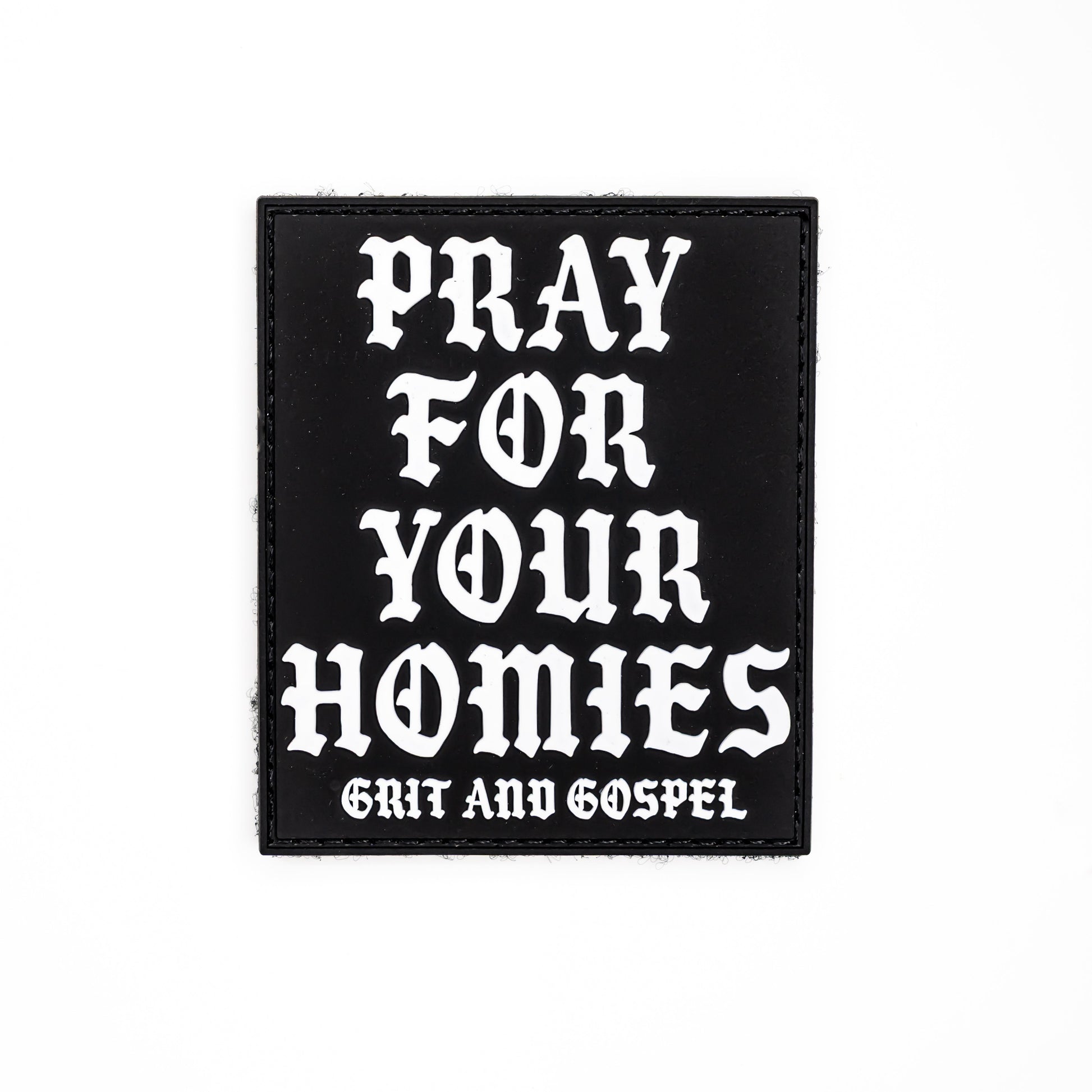 Faith-based patch with hook backing for plate carrier radio lettering pay for your homies faith based