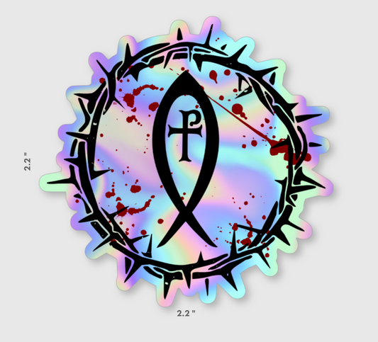 Crown of Thorns Sticker – Weatherproof holographic vinyl Faith-Based Decal