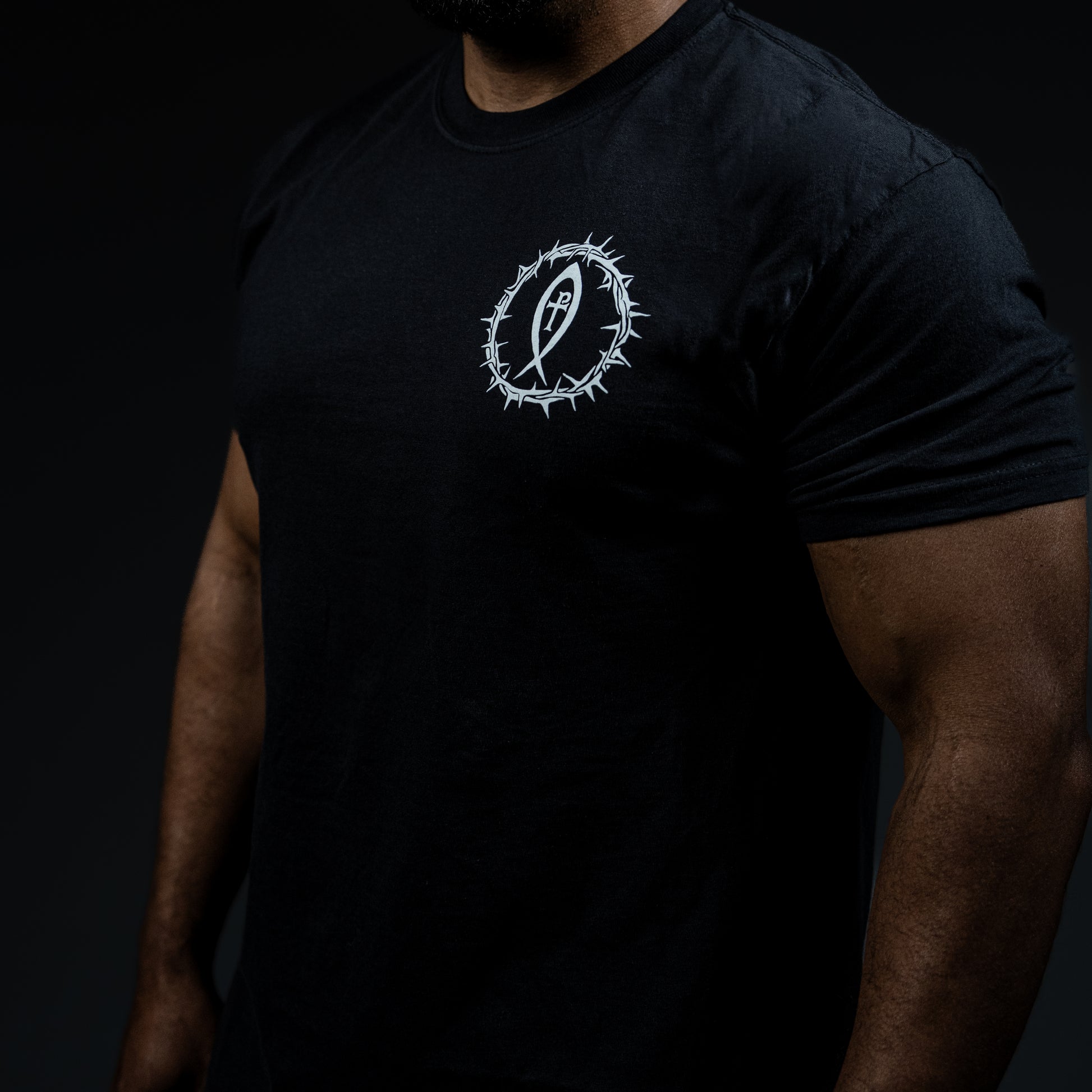 Not Today Satan t-shirt back graphic of a nail driven through a snake's skull – Grit and Gospel bold Christian streetwear