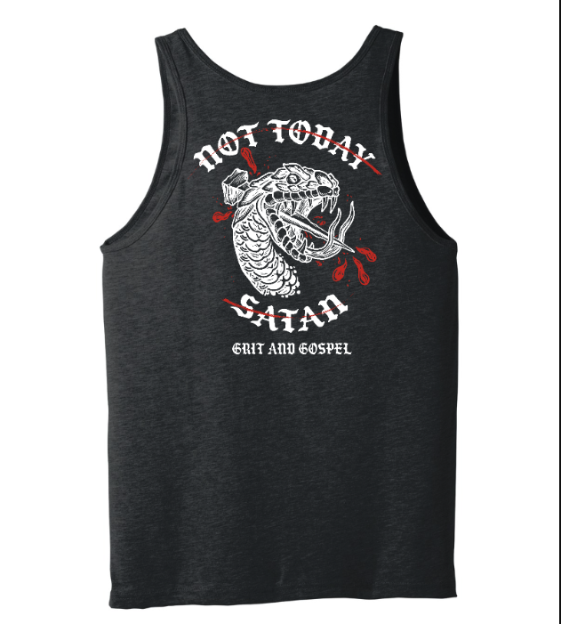 "Not Today Satan" Tank Top: Crushing the Serpent – Bold Christian Streetwear