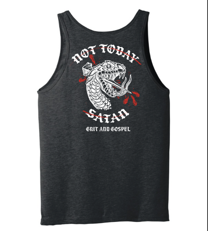 "Not Today Satan" Tank Top: Crushing the Serpent – Bold Christian Streetwear