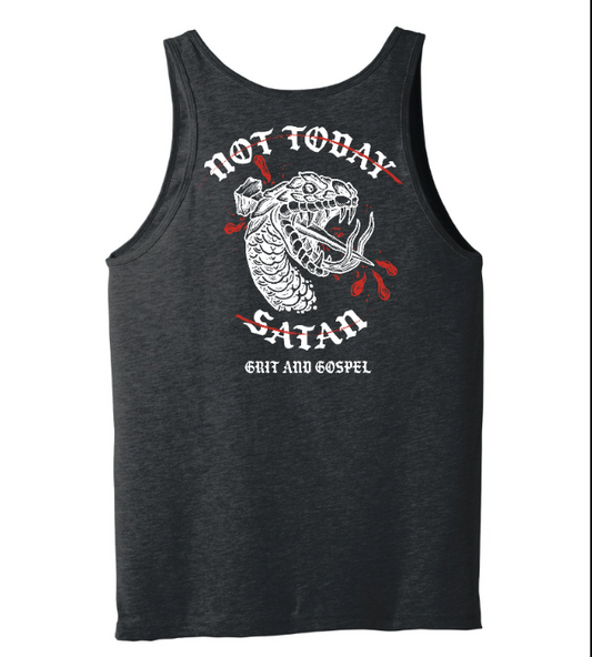 "Not Today Satan" Tank Top: Crushing the Serpent – Bold Christian Streetwear