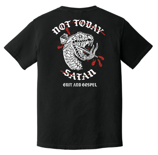 "Not Today Satan" Tee: Crushing the Serpent – Bold Christian Streetwear
